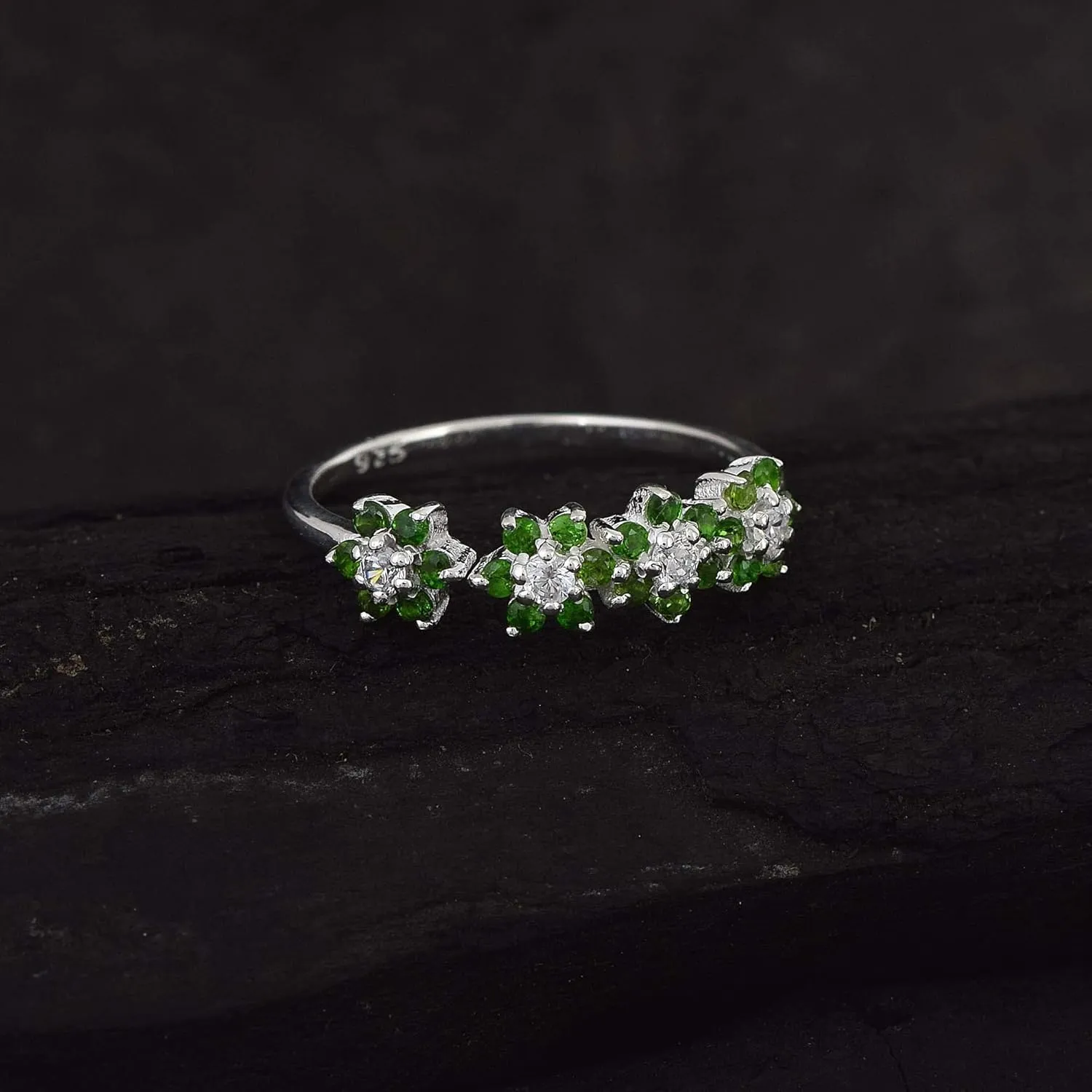 Authentic Gemstone 925 Sterling Silver Wedding Band Ring | Prong Setting | Handmade Jewellery | Elegant Design | Minimal silver rings AZ-ESJ-074