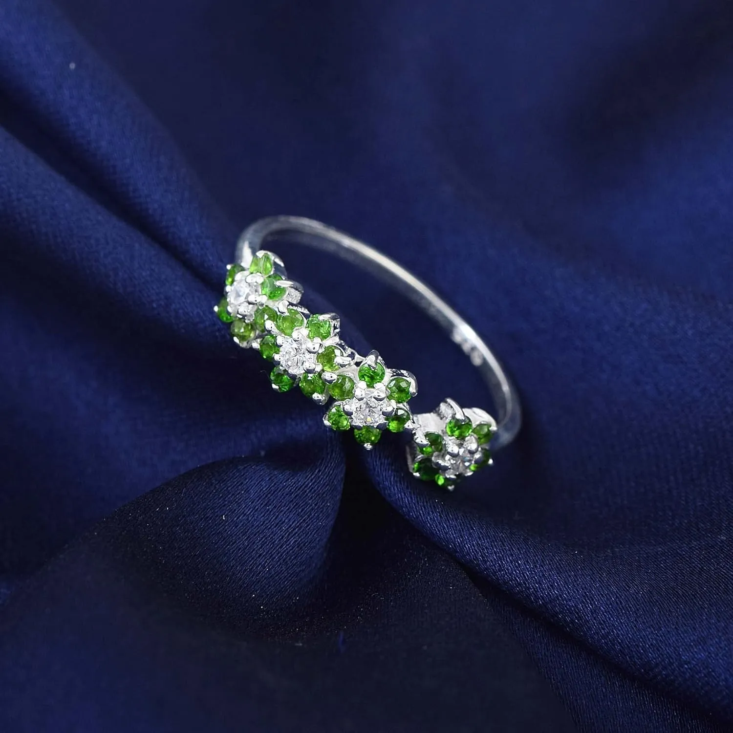 Authentic Gemstone 925 Sterling Silver Wedding Band Ring | Prong Setting | Handmade Jewellery | Elegant Design | Minimal silver rings AZ-ESJ-074