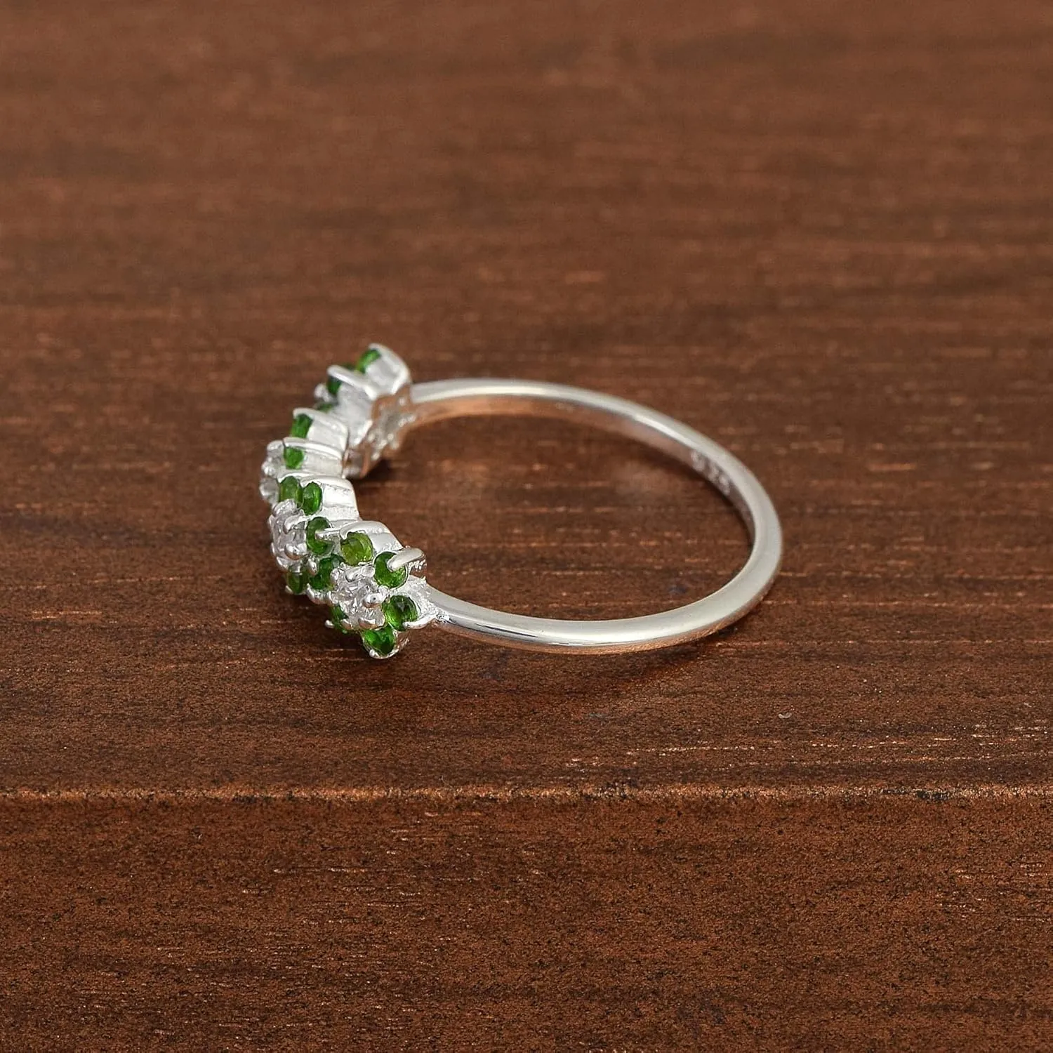 Authentic Gemstone 925 Sterling Silver Wedding Band Ring | Prong Setting | Handmade Jewellery | Elegant Design | Minimal silver rings AZ-ESJ-074