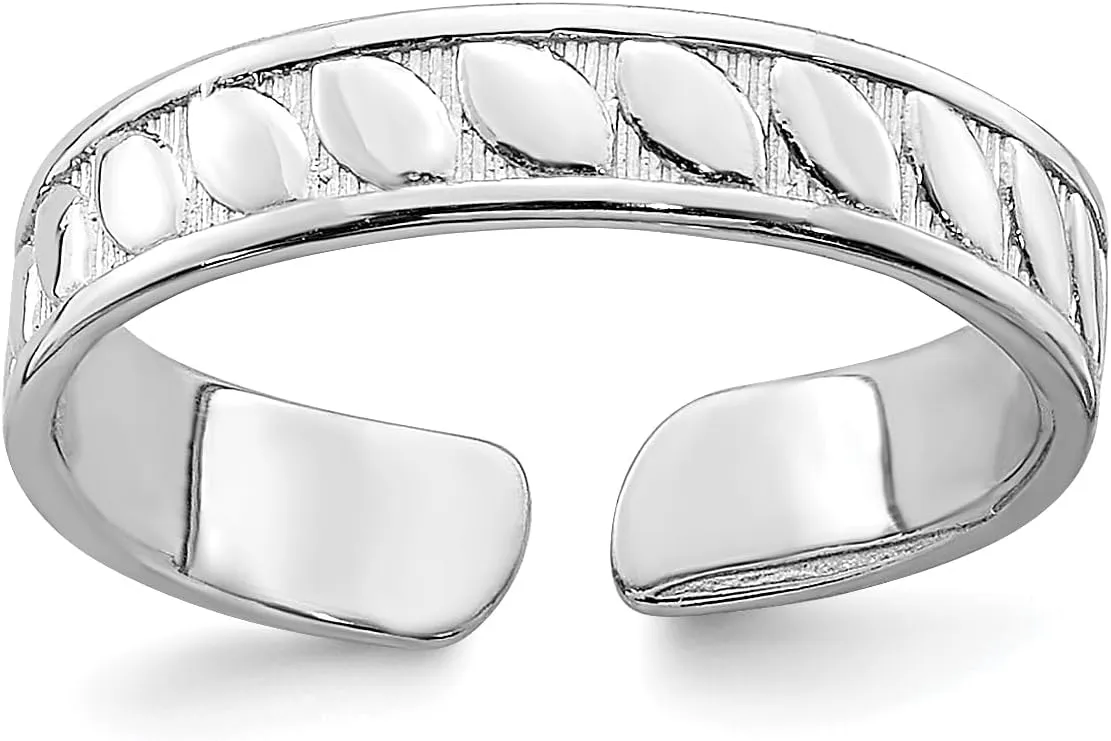 Avariah 14k White Gold Adjustable Leaf Engraved Design Toe Ring