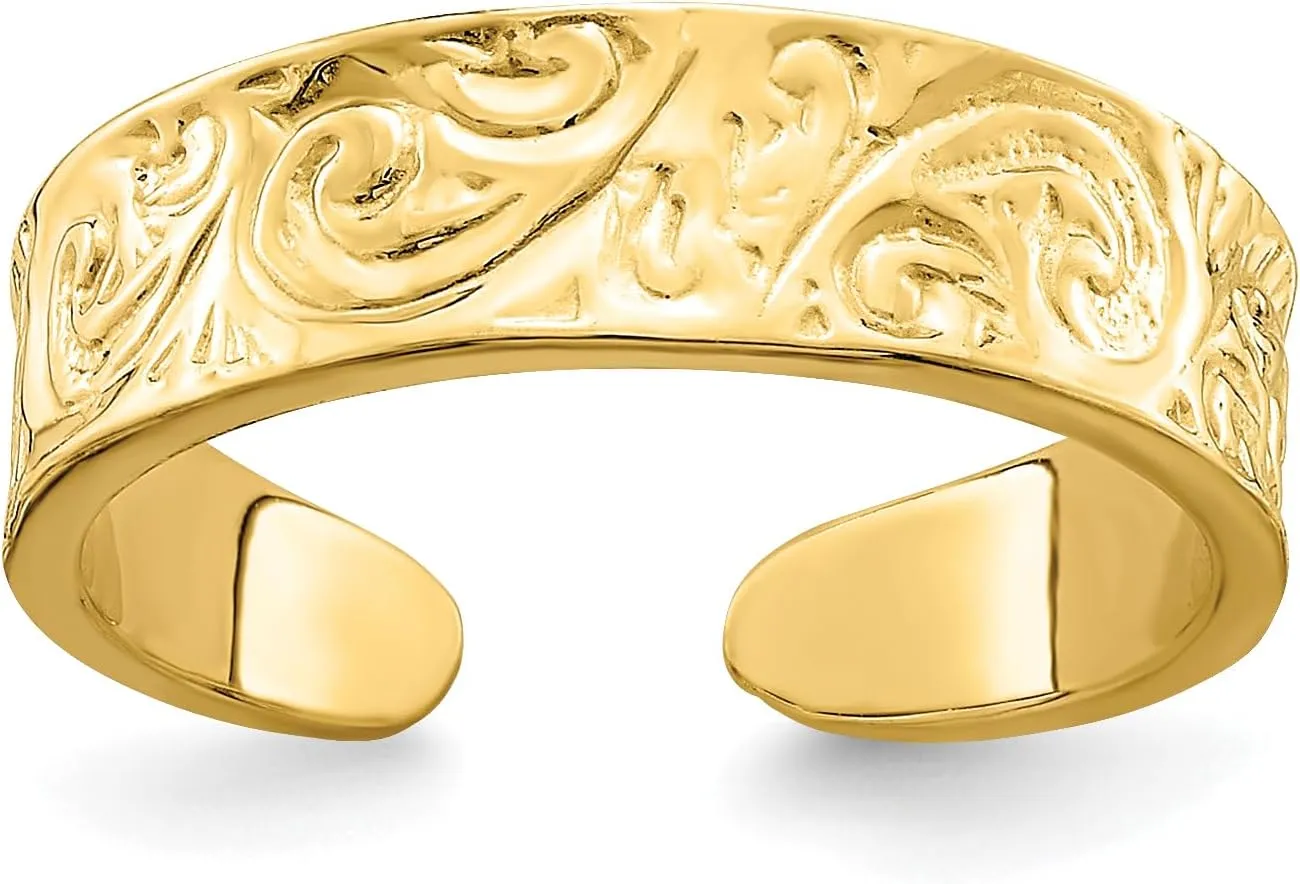 Avariah 14k Yellow Gold Adjustable Scroll Pattern Toe Ring