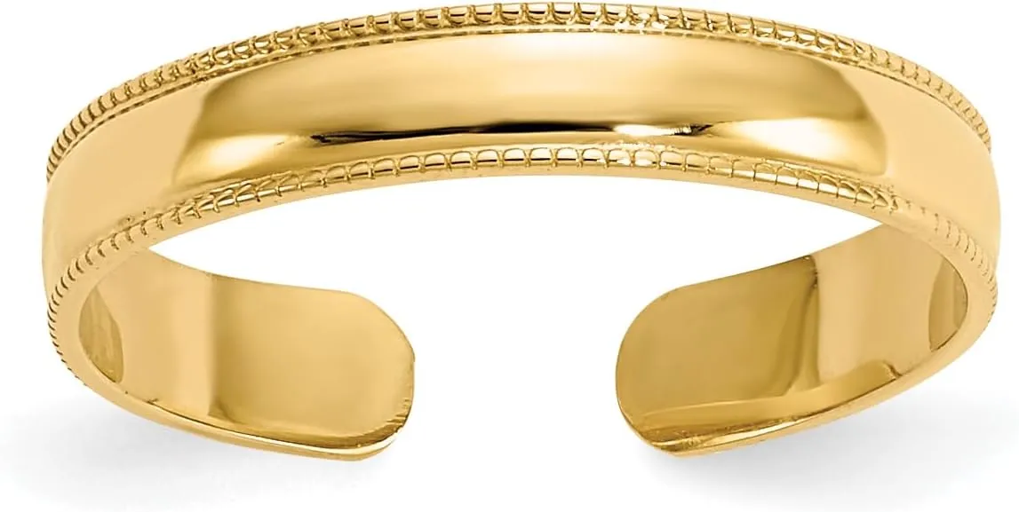 Avariah Solid 14K Yellow Gold Milgrain Adjustable Toe Ring