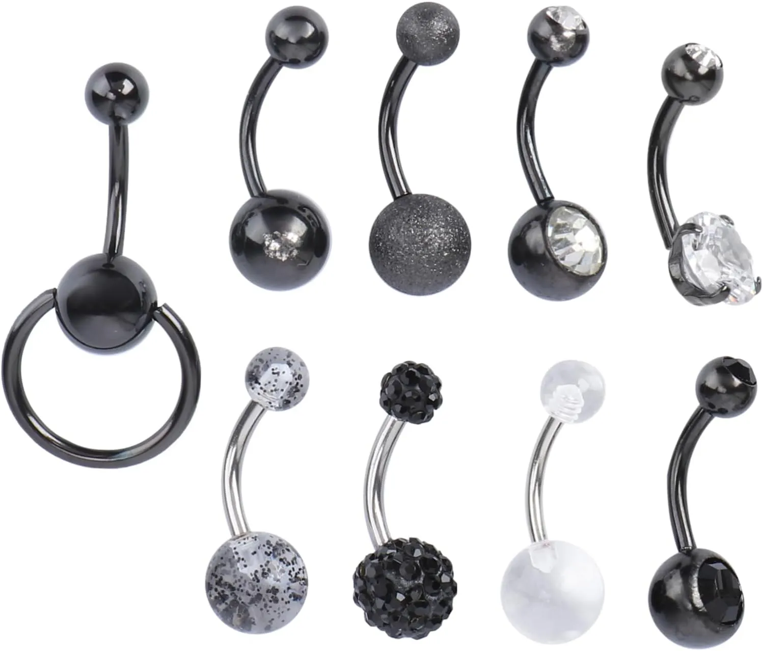 BESPORTBLE 9Pcs Zircon Navel Rings Fashion Belly Button Jewelry with Stunning Colors for Summer Outfits and Women