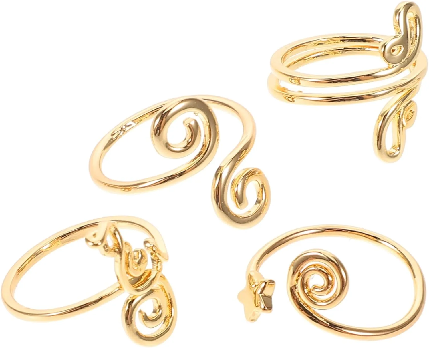 BESPORTBLE Adjustable Toe Rings for Women 4pcs Set Handmade Open Tail Ring with Zircon Summer Beach Jewelry