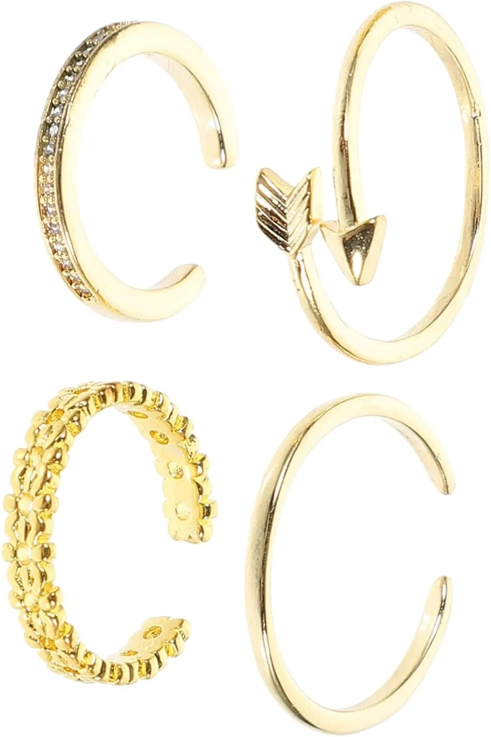 BESPORTBLE Cubic Zirconia Ring Set Women's Adjustable Fashion Rings Pc Jewelry Collection Gold Silver