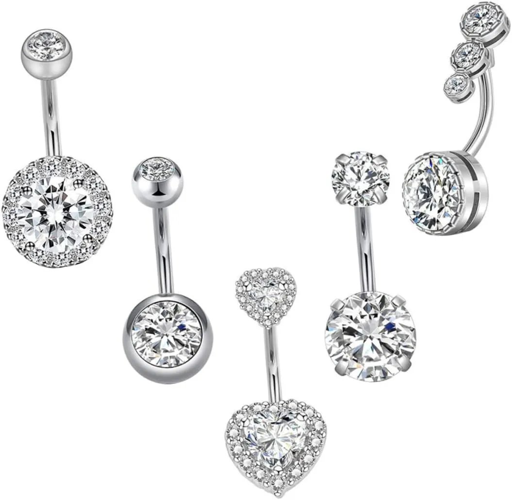 BESPORTBLE Glamorous Belly Piercing Jewelry Set of Navel Rings Round Copper Zircon for Parties Events