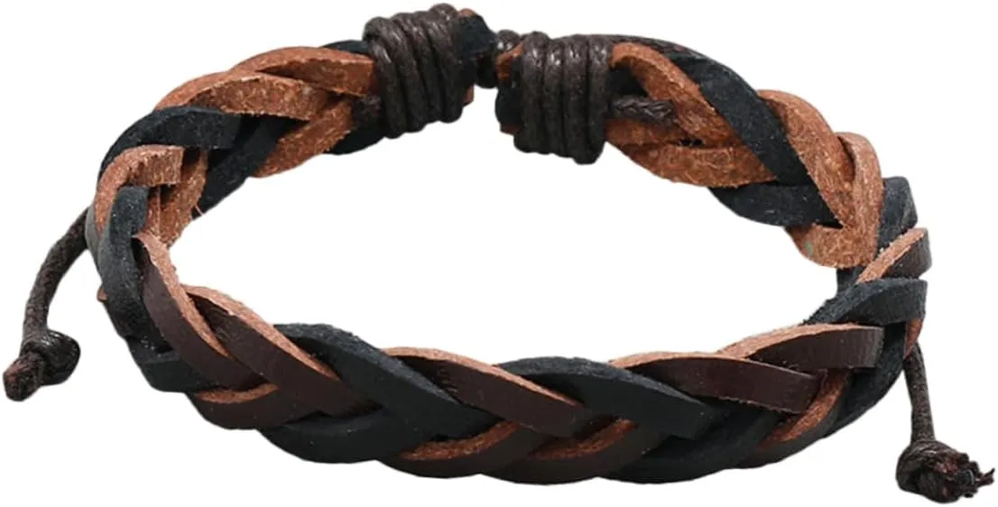 Braided Bracelet for Men Mens Bracelet Braided Leather Adjustable Wristband