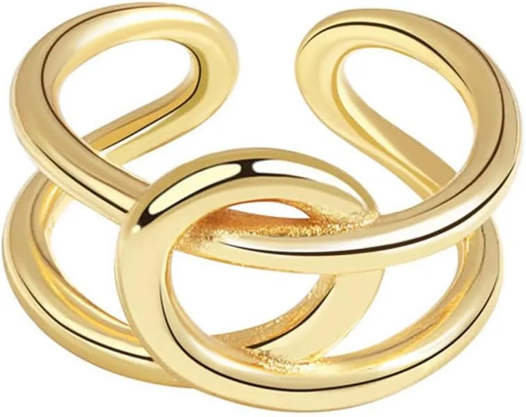 Braided Crossover Rings for Women Gold Silver Statement Rings Simple Adjustable Open Rings Thumb Finger Rings