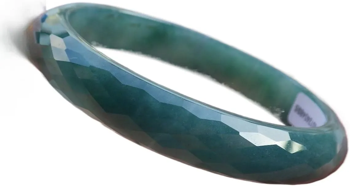 Certified Blue Green A JADE Jadeite Dia Cut Bangle Bracelet 59mm 682345 AS