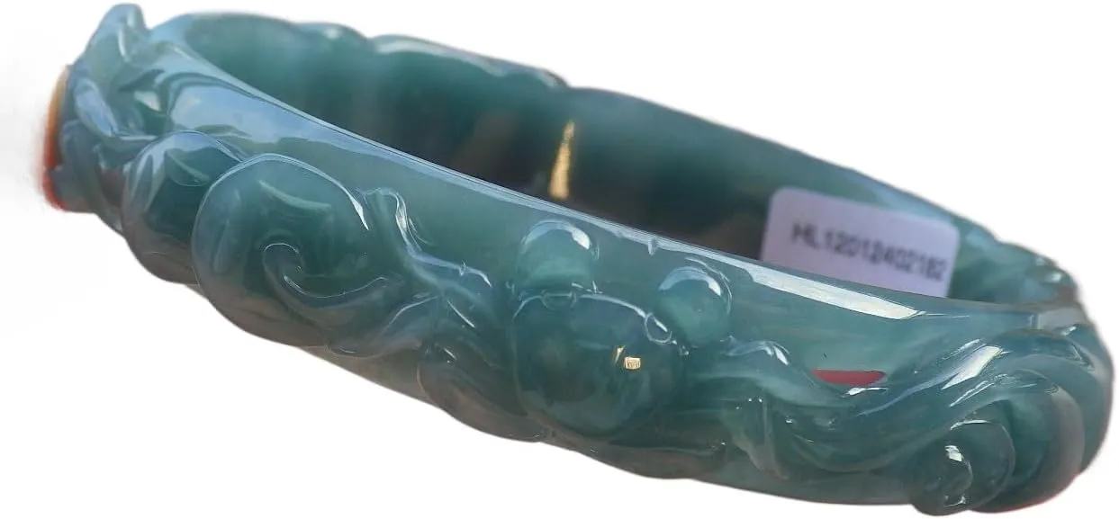 Certified Green A JADE Jadeite Crab Coin Bangle Bracelet 62mm 680598 AS