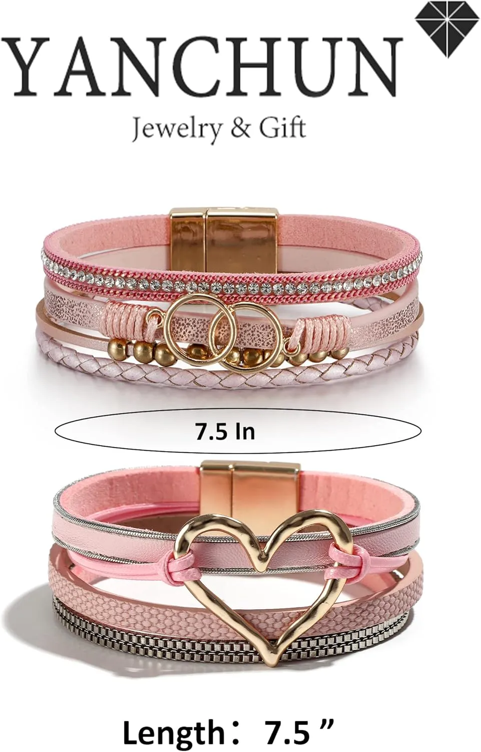 choice of all Leather Bracelets for Women Wrap Bracelets for Women Charm Bracelets Heart Wrap Bracelet Trendy Jewelry Gifts