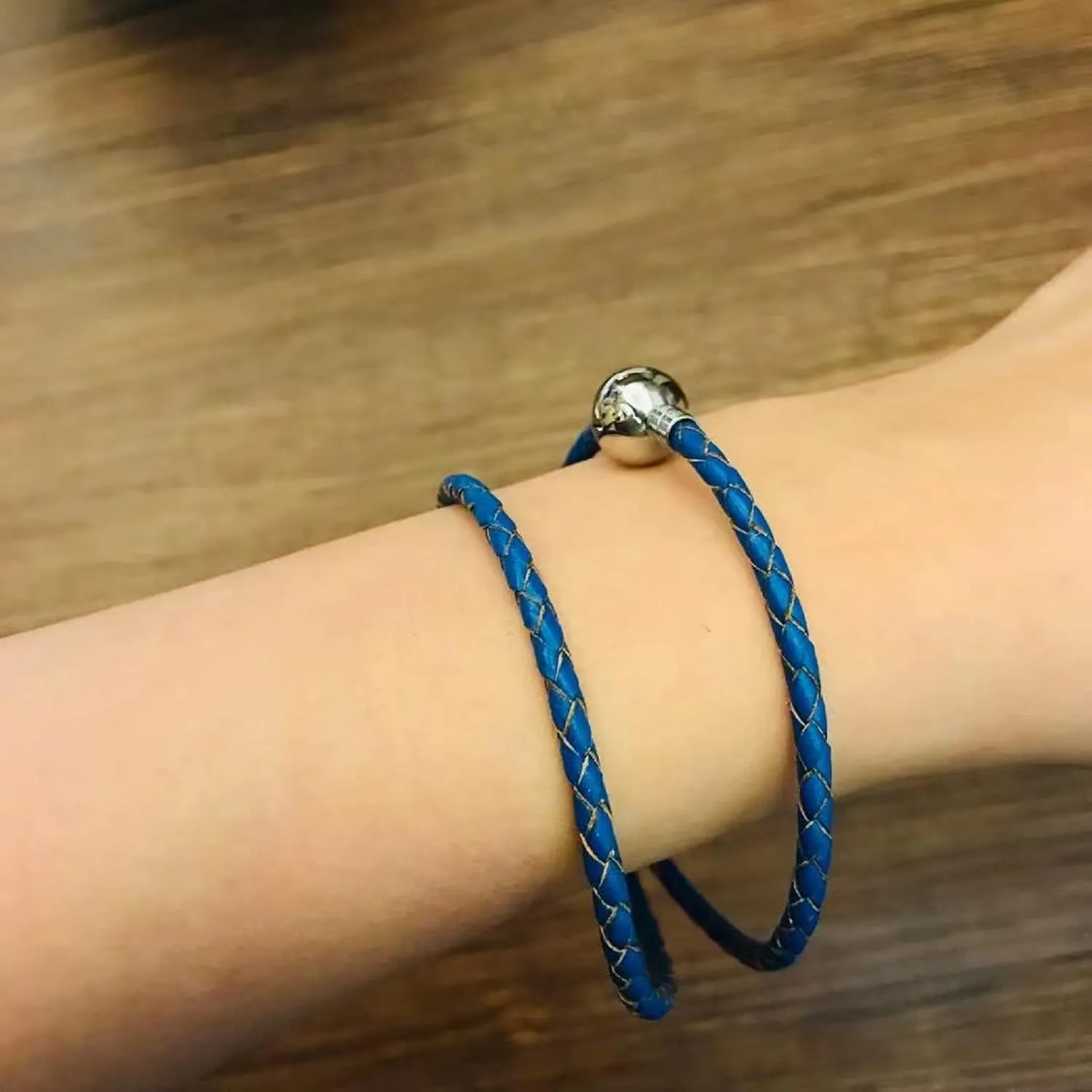 Christmas Gift Leather Charm Braided Chain Silver Plated Womens Bead Charms for Bracelets Jewelry 38cm14.96in(18cm 7.1in)