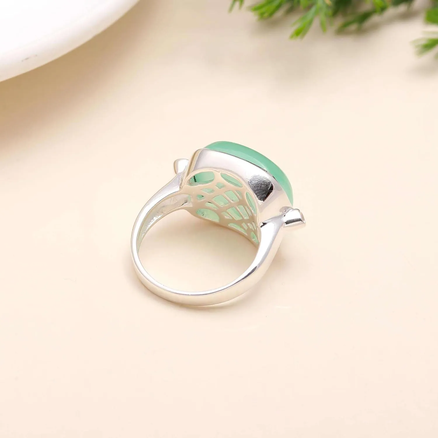 Cocktail Rings for Women Green Aqua Chalcedony Rings 925 Statement Jewelry Rings, Handmade Jewelry, Birthdays, Engagement Ring for Her