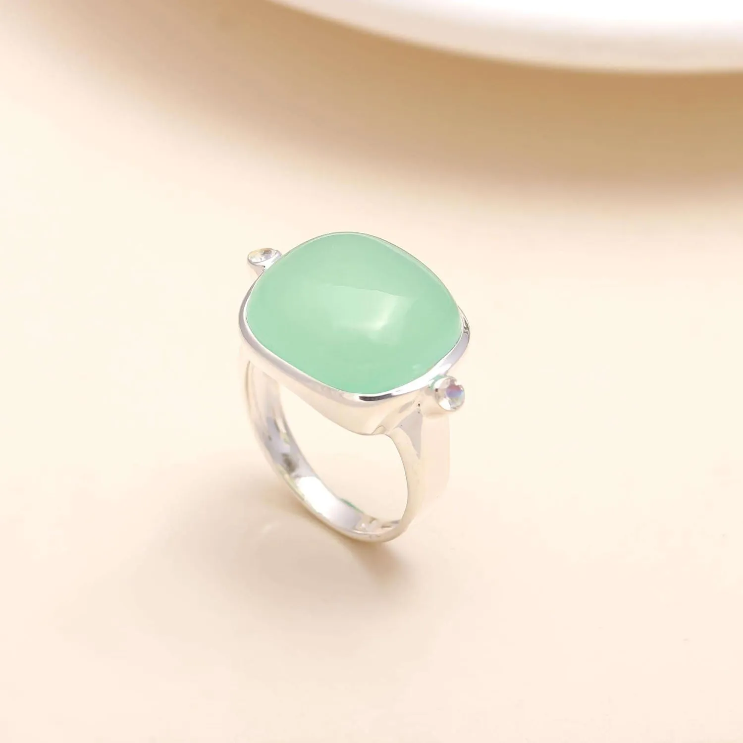 Cocktail Rings for Women Green Aqua Chalcedony Rings 925 Statement Jewelry Rings, Handmade Jewelry, Birthdays, Engagement Ring for Her