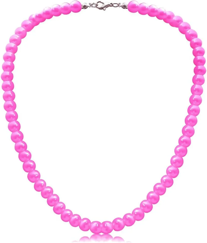 COLORFUL BLING 8mm Pearl Choker Necklace Multicolor 1920s Dainty Beads Necklace Costume Prom Party Statement Jewelry for Women