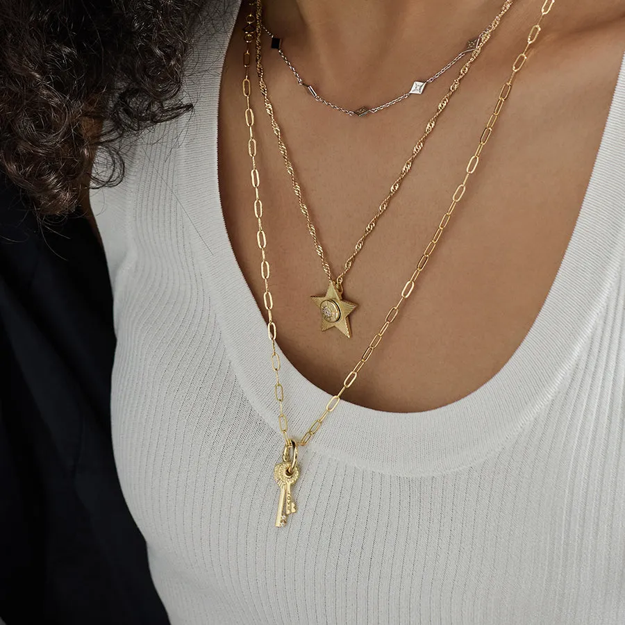 Cosmic Keys Gold Necklace