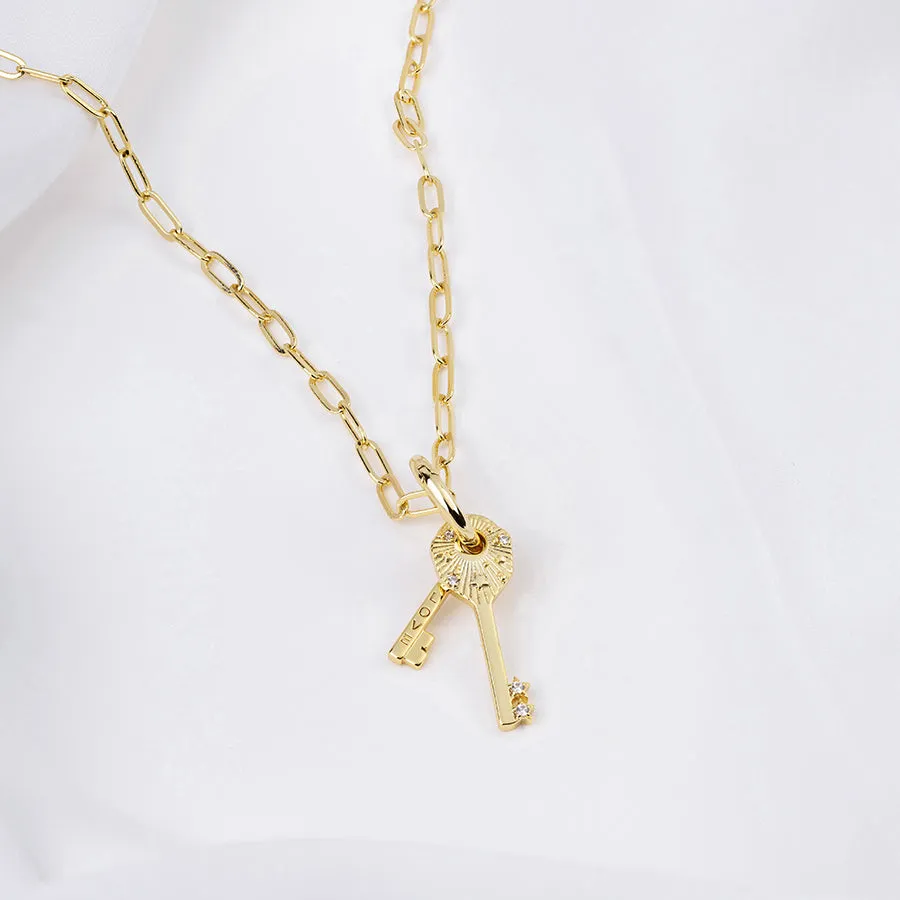 Cosmic Keys Gold Necklace
