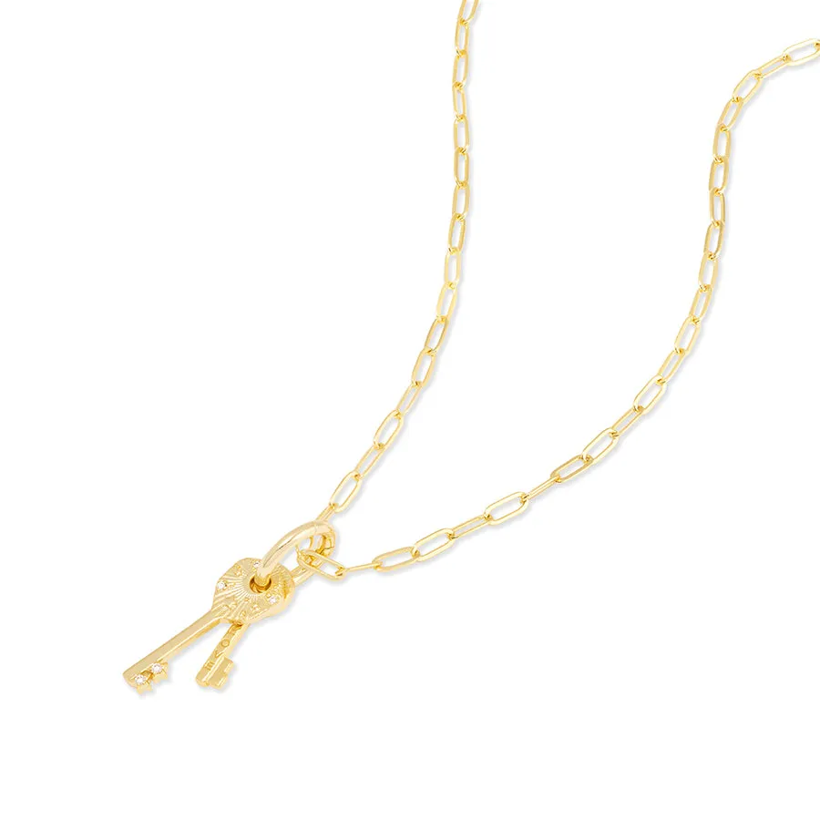 Cosmic Keys Gold Necklace