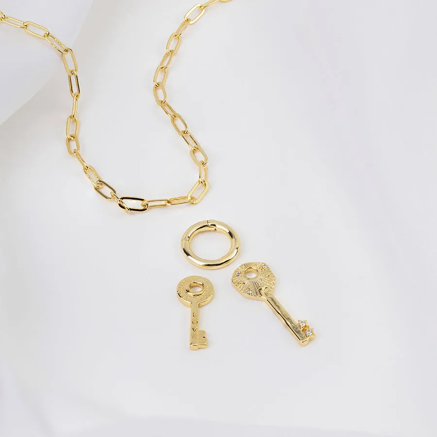 Cosmic Keys Gold Necklace
