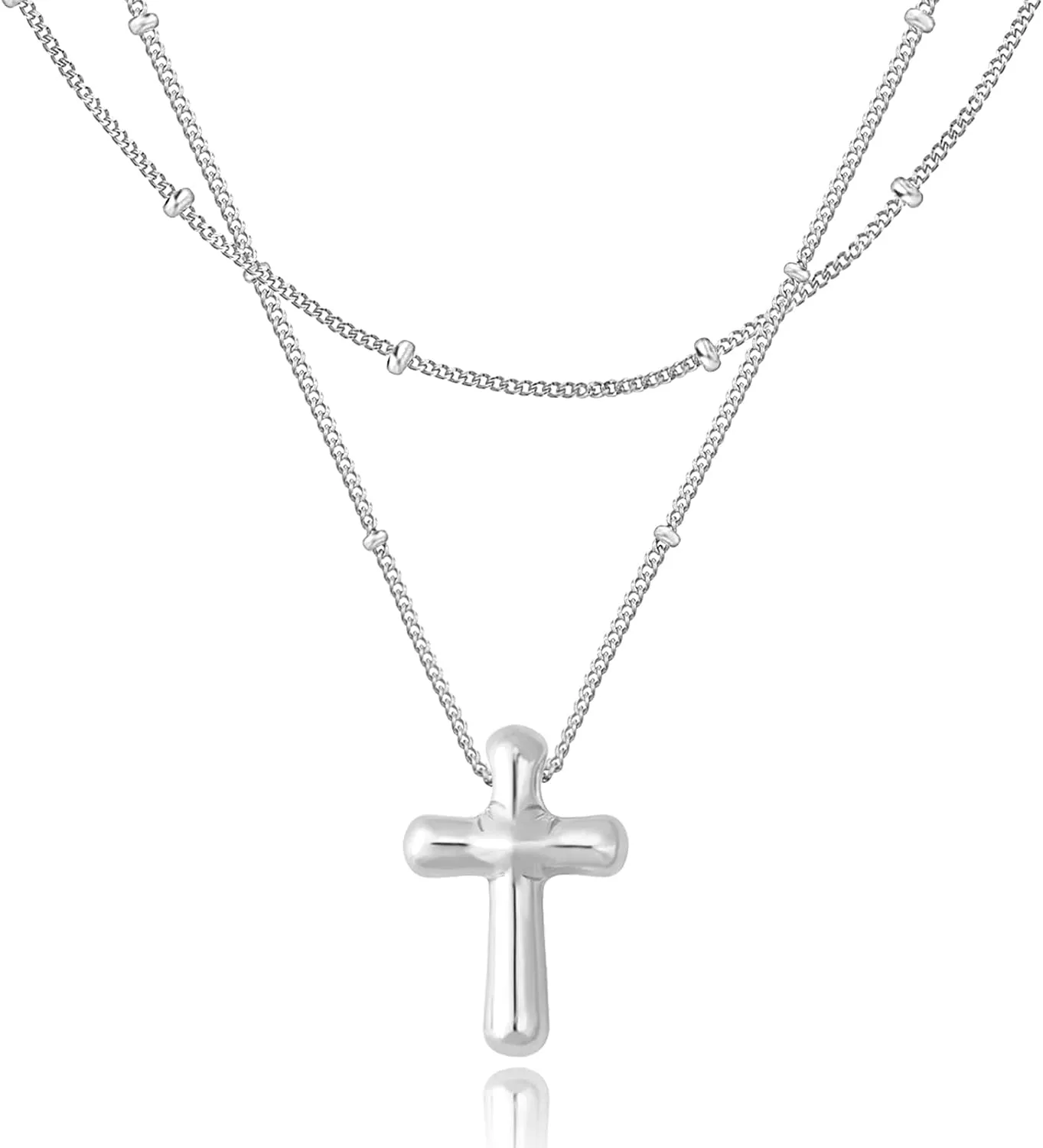 Cross Necklace for Women, Zinc-Alloy Plated Bubble Cross Pendant Necklaces