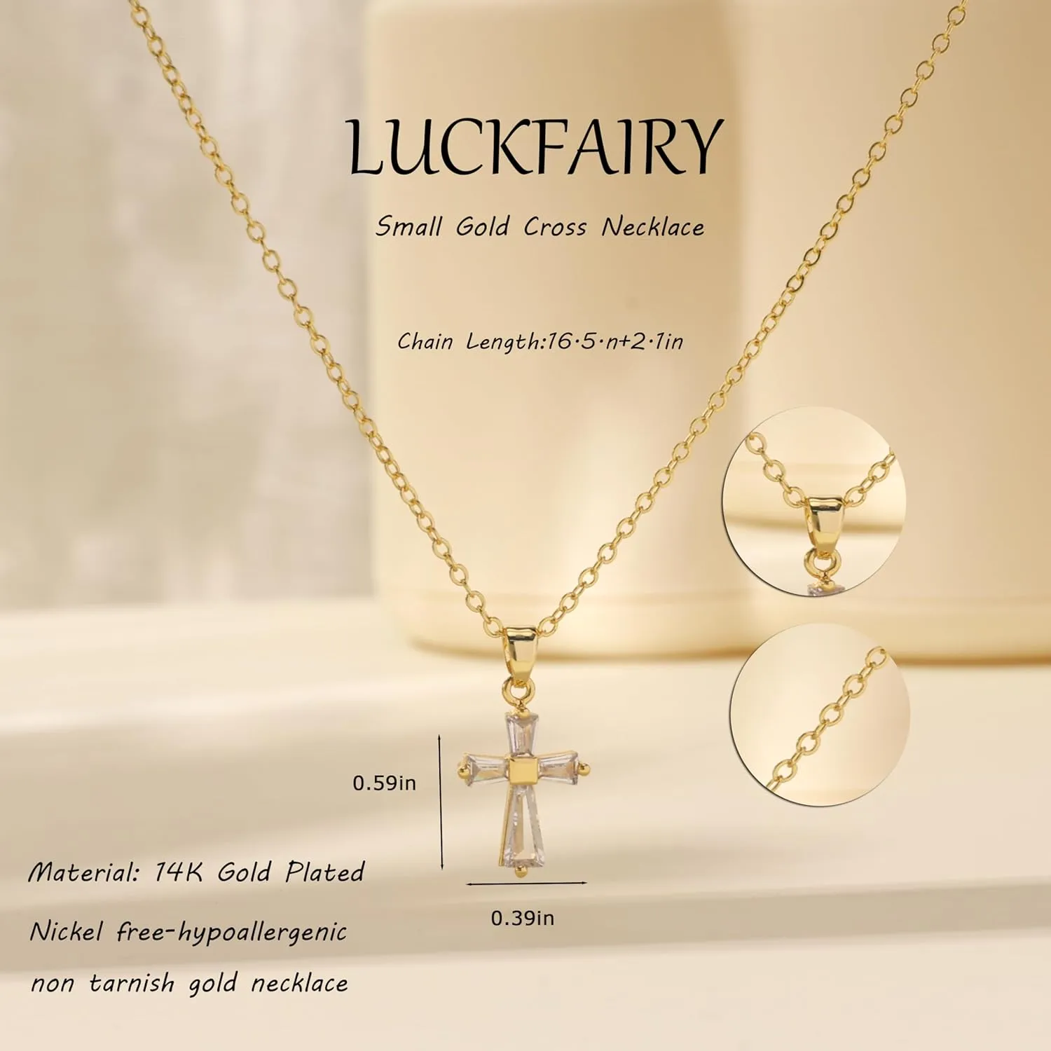 Cross Necklace for Women,Double Cross Necklace 14K Gold Plated Cross Pendant Necklace Dainty Gold Cross Necklaces for Women Trendy Small Cross Charm Necklace Simple Cute Choker Necklaces Gold Jewery
