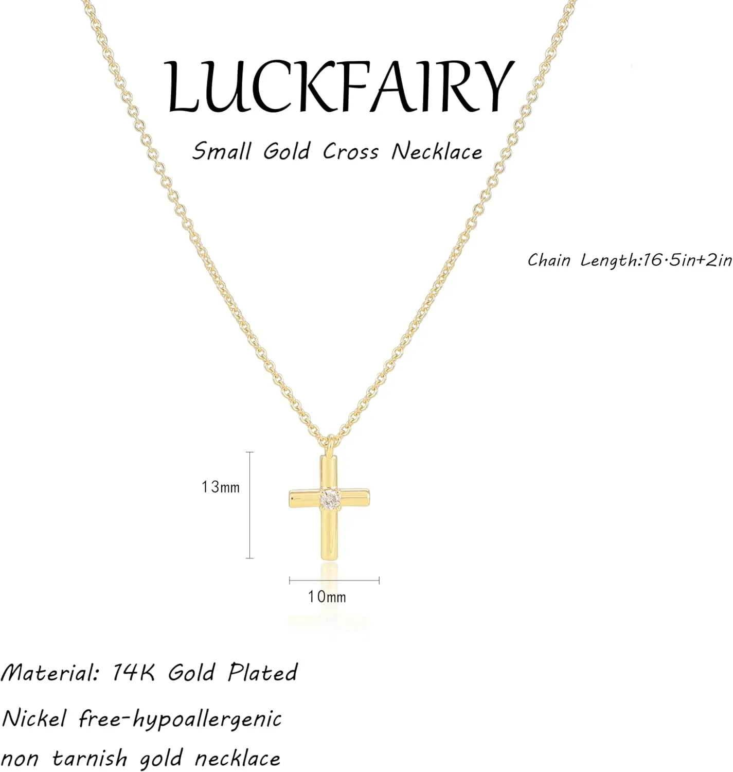 Cross Necklace for Women,Double Cross Necklace 14K Gold Plated Cross Pendant Necklace Dainty Gold Cross Necklaces for Women Trendy Small Cross Charm Necklace Simple Cute Choker Necklaces Gold Jewery