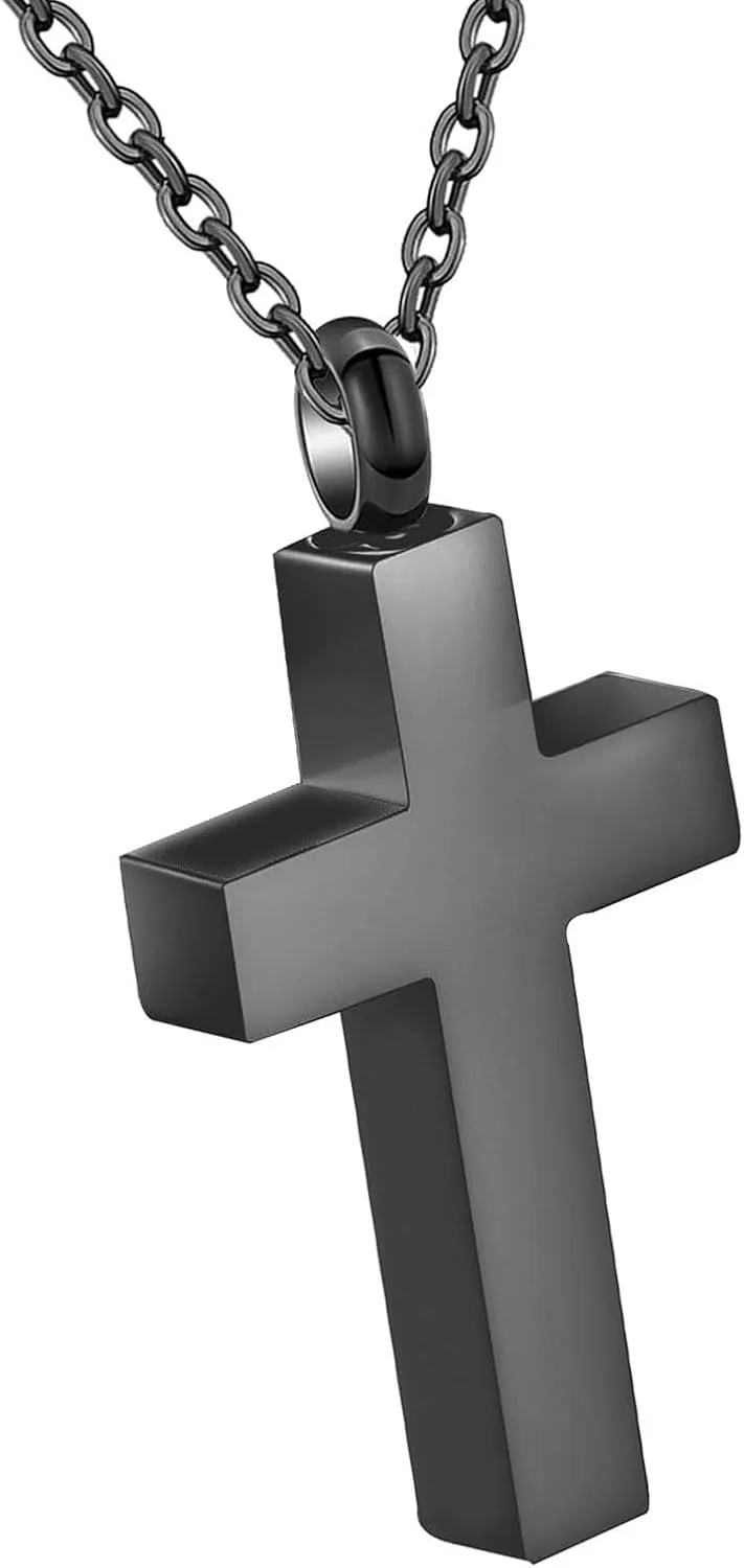 Cross Urn Necklaces for Ashes Stainless Steel Religious Cross Ashes Necklace Pendant for Men Women Cremation Jewelry for Ashes of Loved Ones