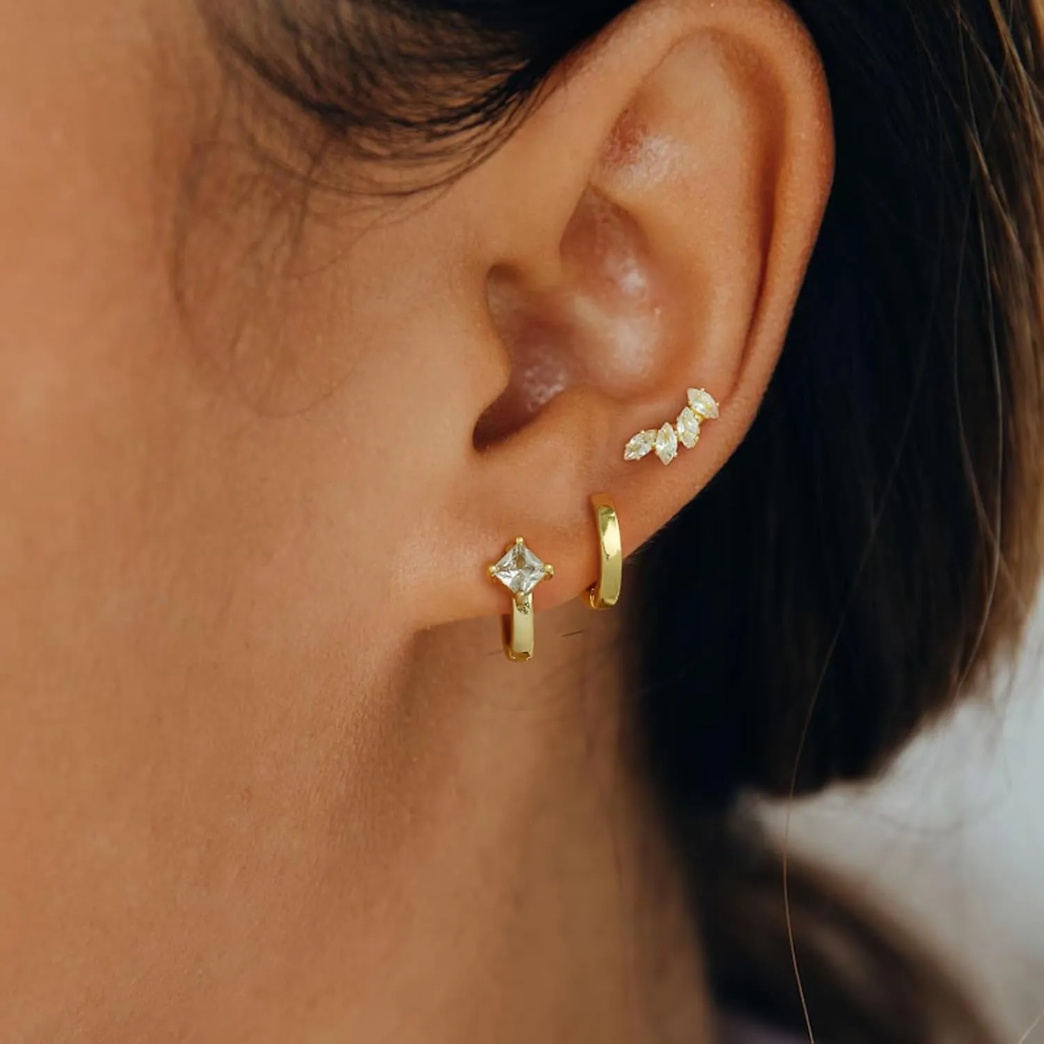 Dainty Silver Earrings for Women 14k Gold Plated Lightweight Hoop Earrings Set for Women Trendy Small Silver Hoop Huggie Jewelry