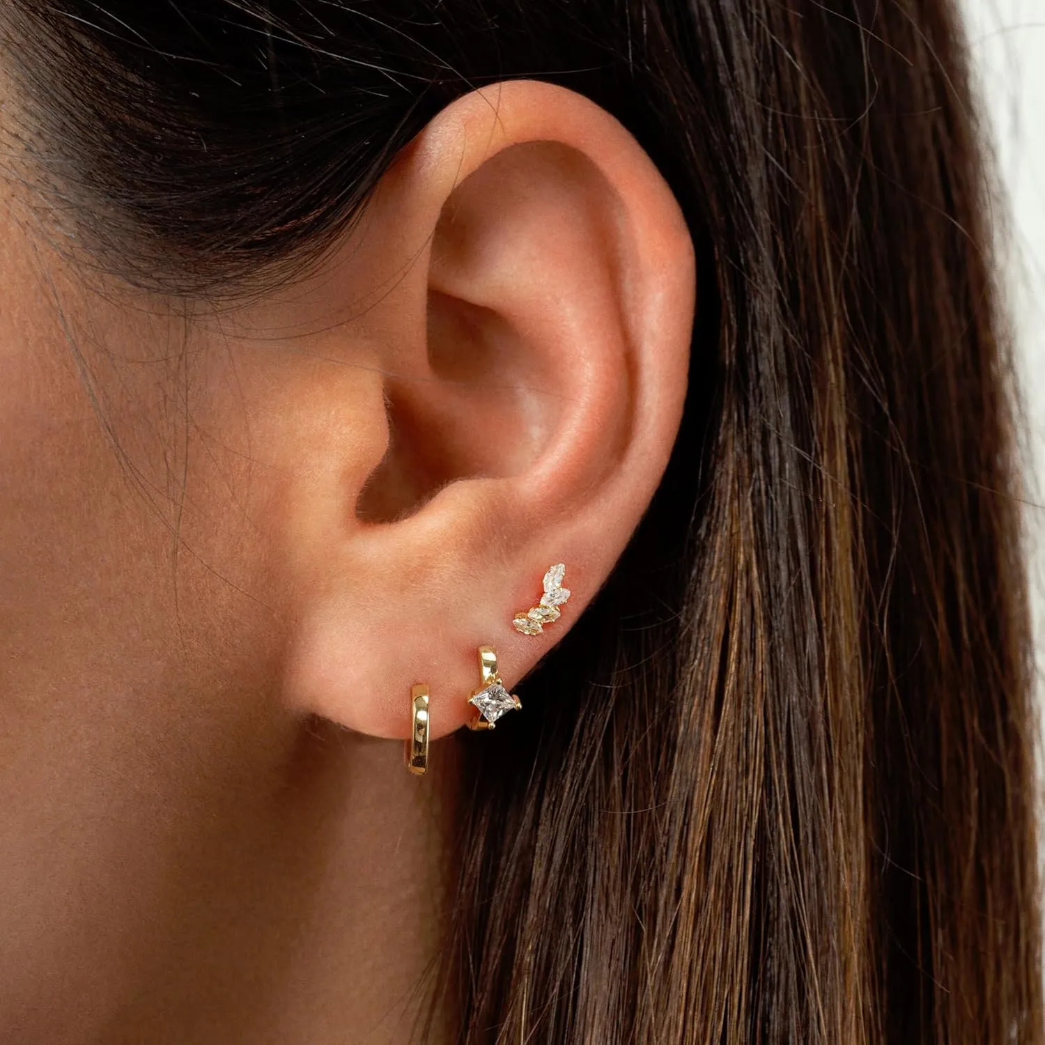 Dainty Silver Earrings for Women 14k Gold Plated Lightweight Hoop Earrings Set for Women Trendy Small Silver Hoop Huggie Jewelry