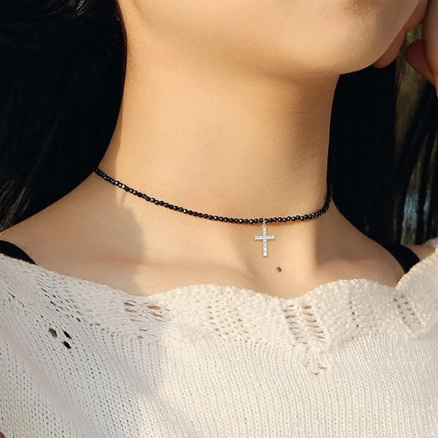 DEARMAY Dainty Cross Necklace for Women, Dainty 14k Gold Filled/Silver Cross Necklaces Simple Layered Small Cross Choker Necklace Thin Chain Necklaces Aesthetic Jewelry for Women Gift