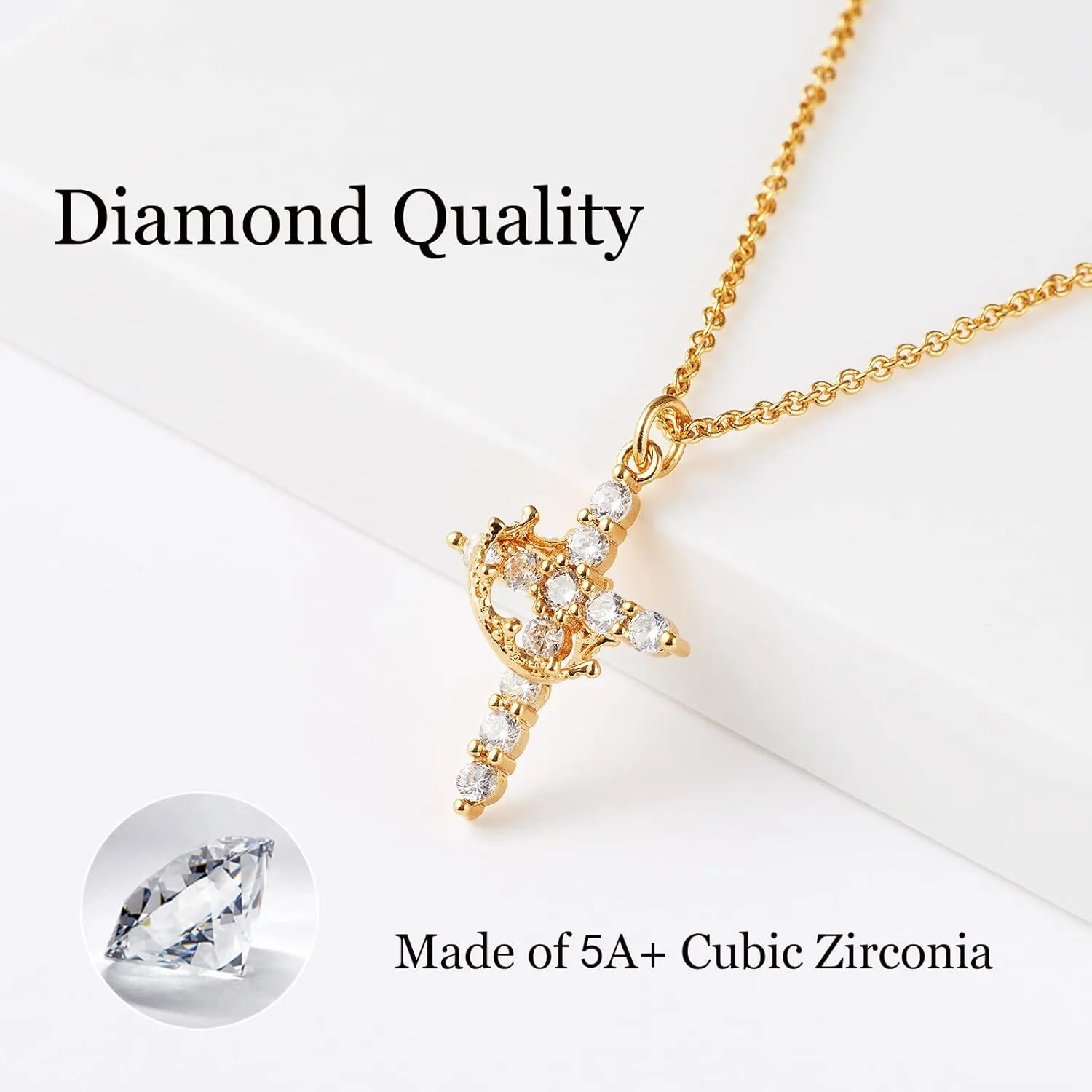 DEARMAY Dainty Cross Necklace for Women, Dainty 14k Gold Filled/Silver Cross Necklaces Simple Layered Small Cross Choker Necklace Thin Chain Necklaces Aesthetic Jewelry for Women Gift