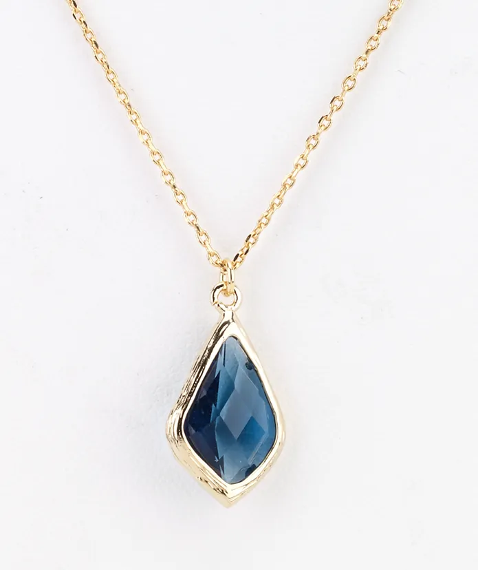 Diamond Droplet Necklace in Blue Hues
