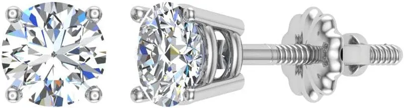 Diamond Stud Earrings for women-mens 14K White Gold 0.06 ct t.w. Gift box Authenticity Cards