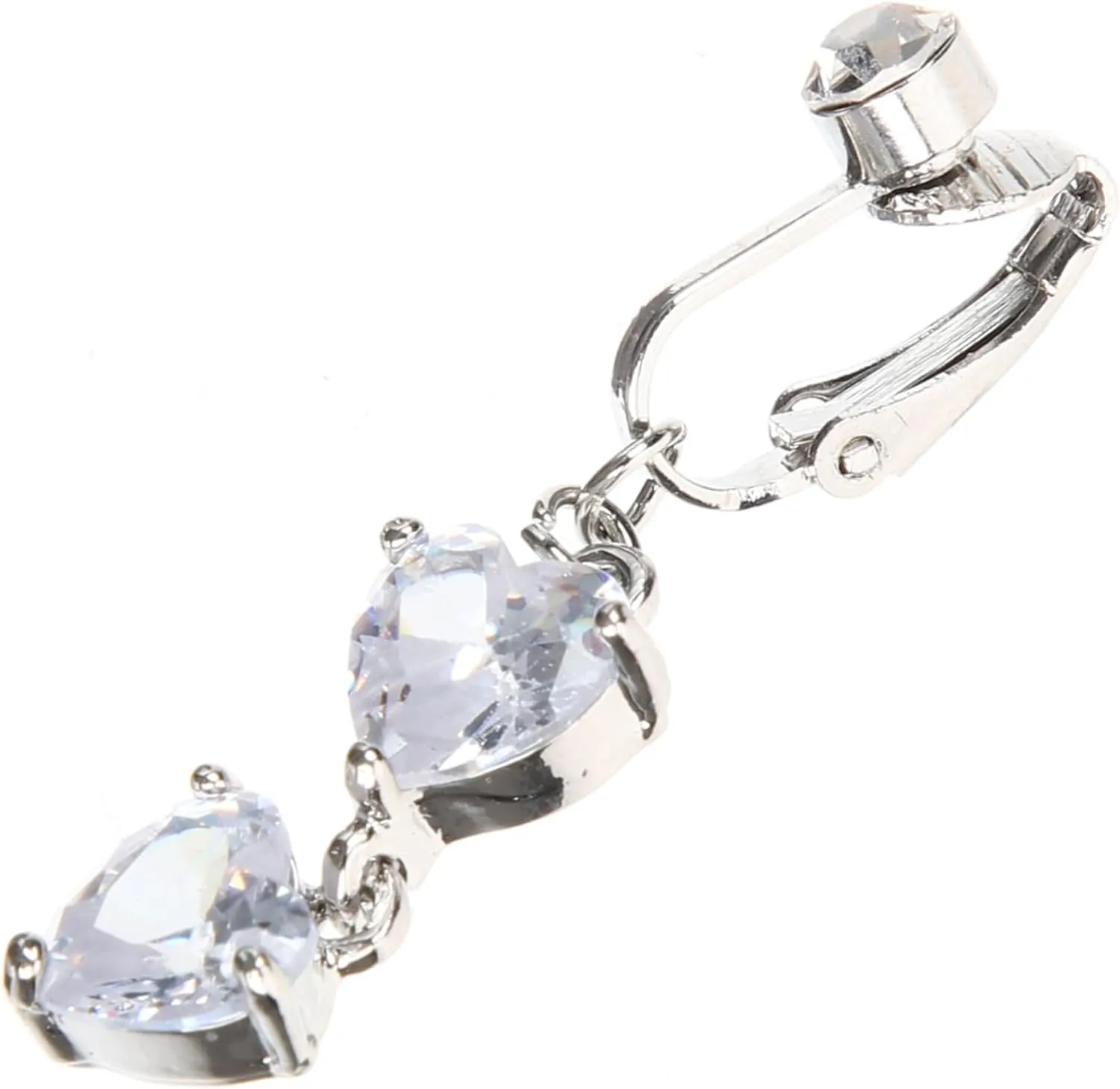 Didiseaon Belly Button Jewelry Fake Piercing Ring Shiny Zircon Dangle Navel Ring