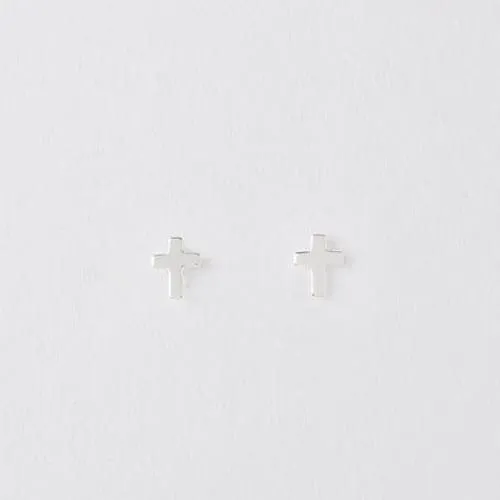 Dove Cross Silver Earrings On Designer Card by Crumble and Core