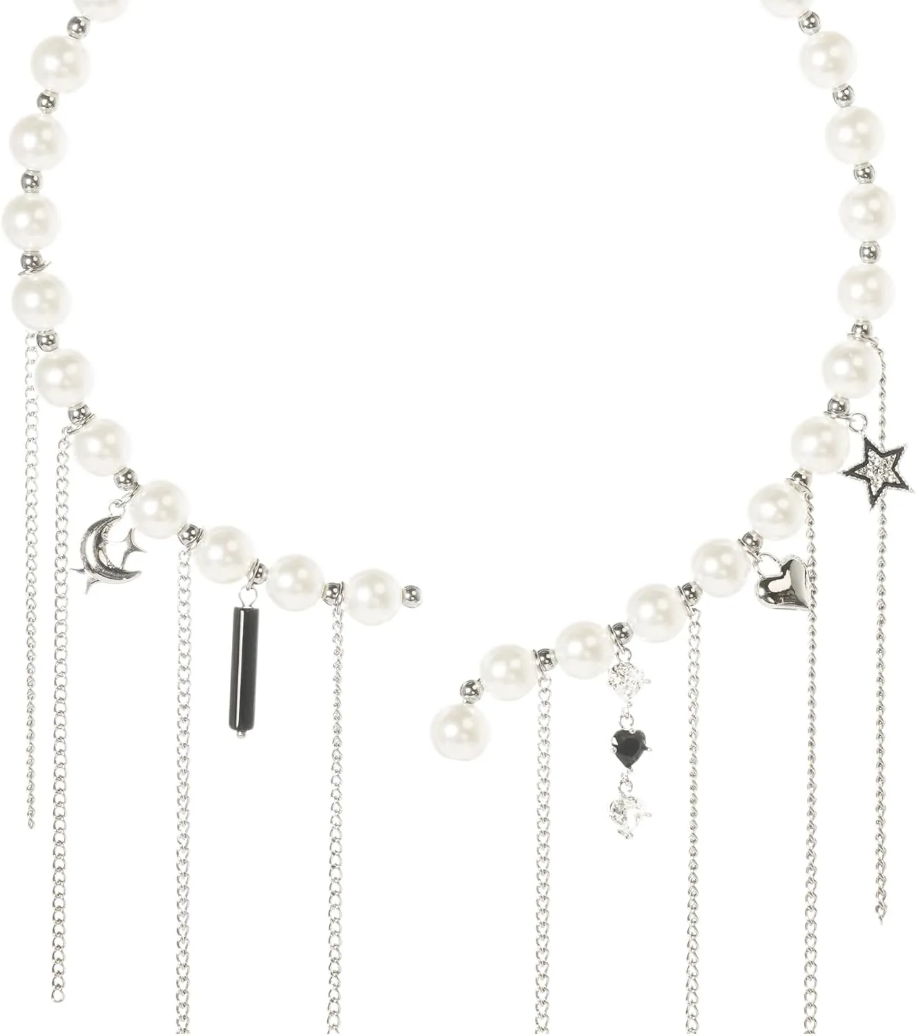 Enjinkail Round Imitation Pearls Necklace for Women 8MM, Adjustable White Pearl Open Choker, Pearl Choker Necklaces with Chains and Pendant, Handmade Pearl Jewelry Gifts for Women