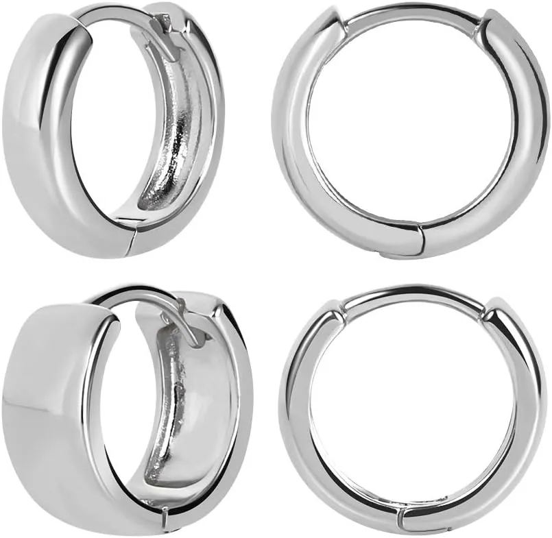 FAMARINE 2 Pairs 14K Gold Plated Hoop Earrings for Women, Minimalist Dainty Hoop Earrings for Girls, Gold and Silver
