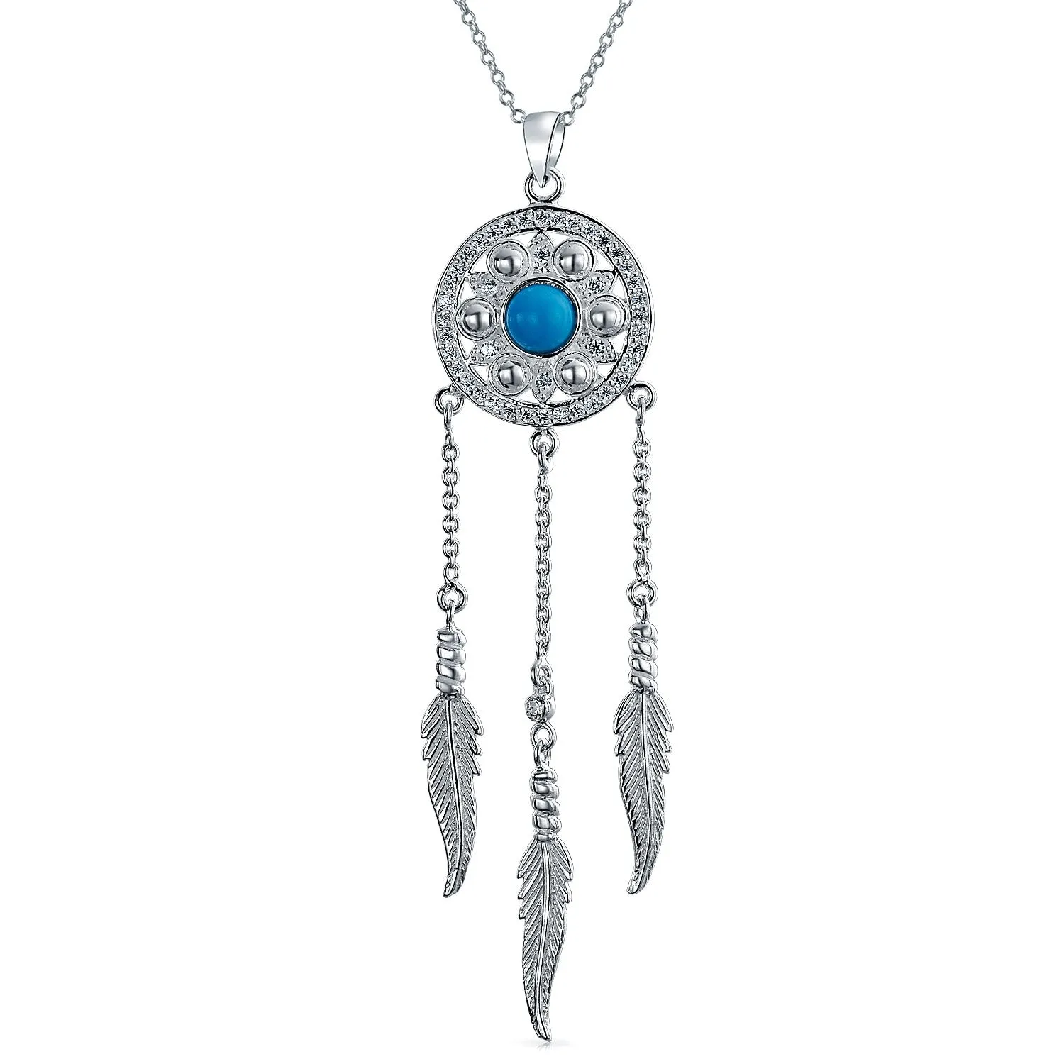 Feathers Western Dream Catcher Earrings Pendant Necklace .925 Silver