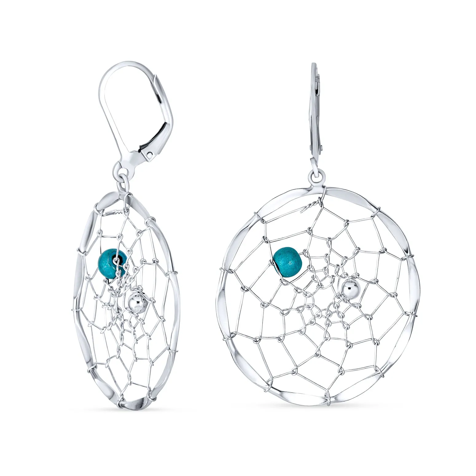Feathers Western Dream Catcher Earrings Pendant Necklace .925 Silver
