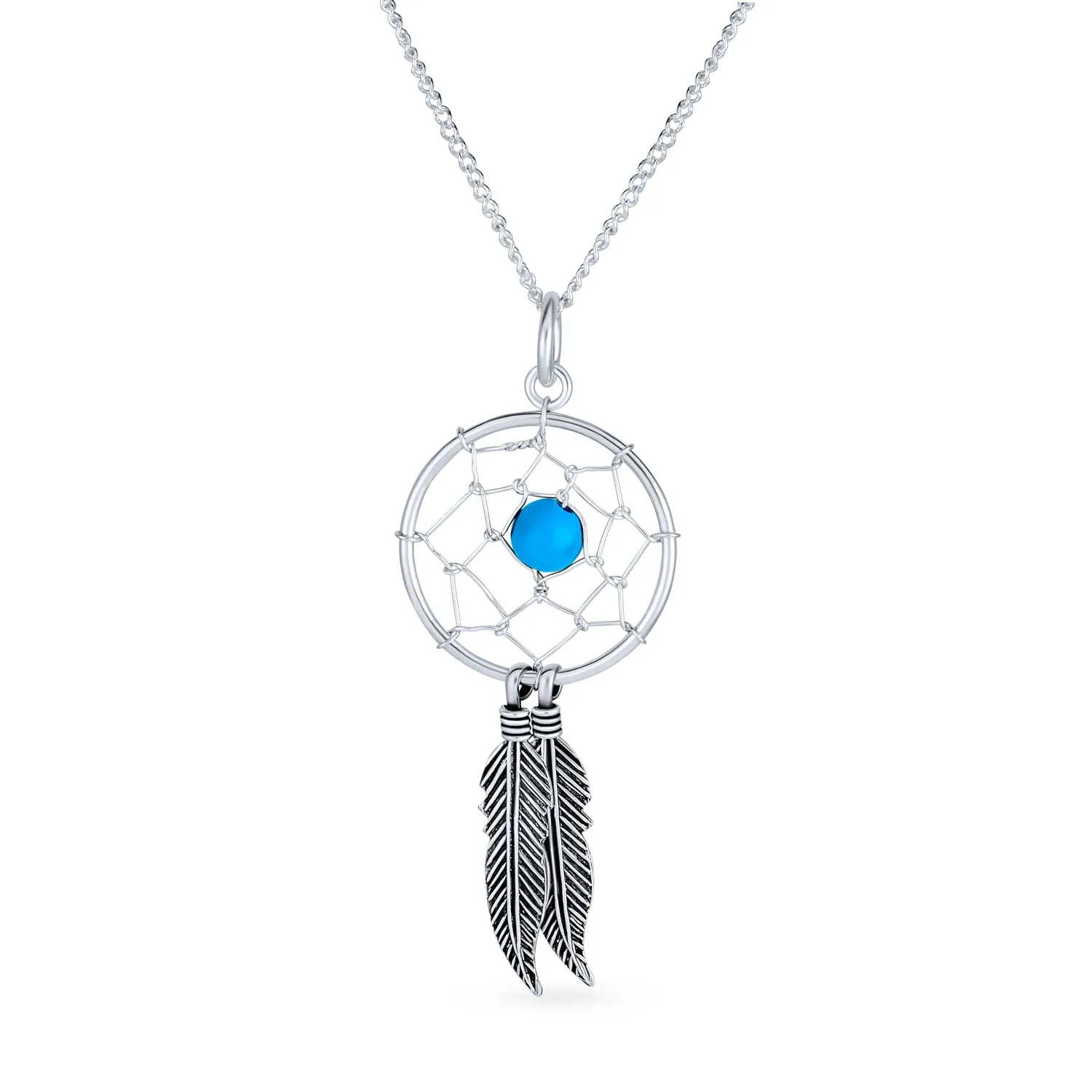 Feathers Western Dream Catcher Earrings Pendant Necklace .925 Silver