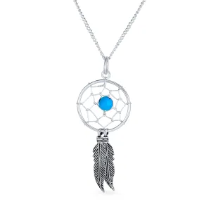 Feathers Western Dream Catcher Earrings Pendant Necklace .925 Silver