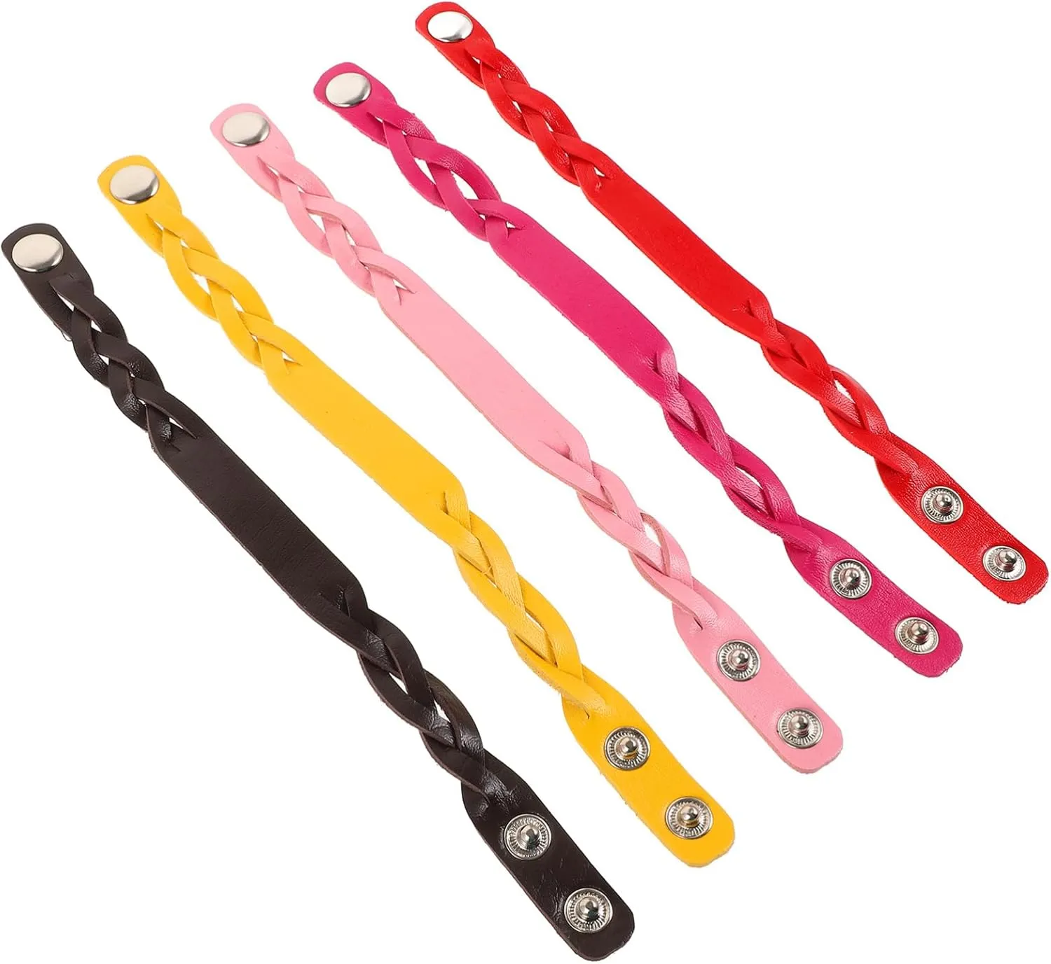 FIXOSHEE 10pcs DIY Leather Bracelet Snap Button Adjustable Woven Casual to Formal Occasion Accessory