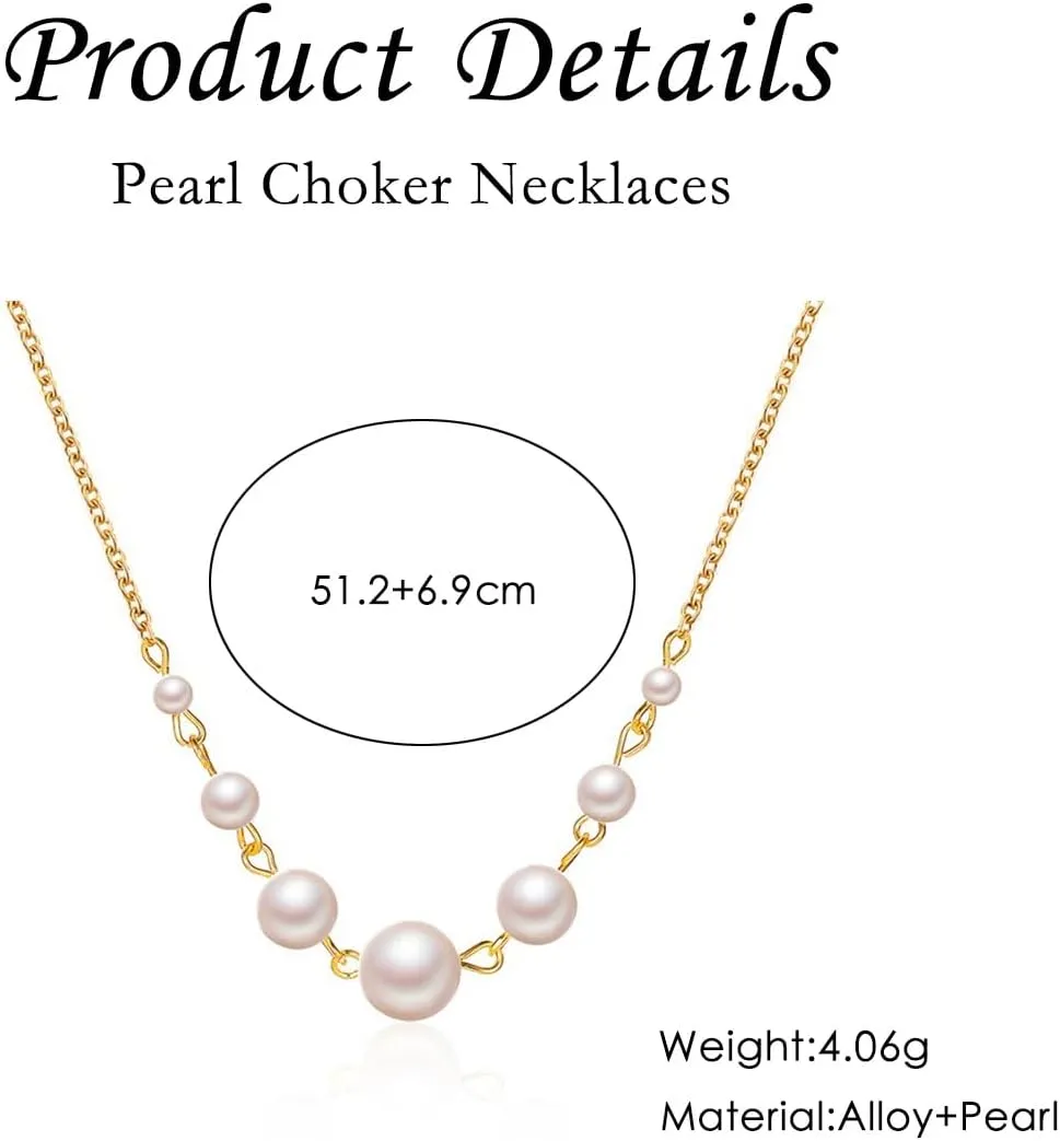 FUTIMELY Pearl Choker Necklaces for Women Girls,Handmade Freshwater Pearl Necklace Dainty Trendy Simple Wedding Prom Bridal Pearls Jewelry