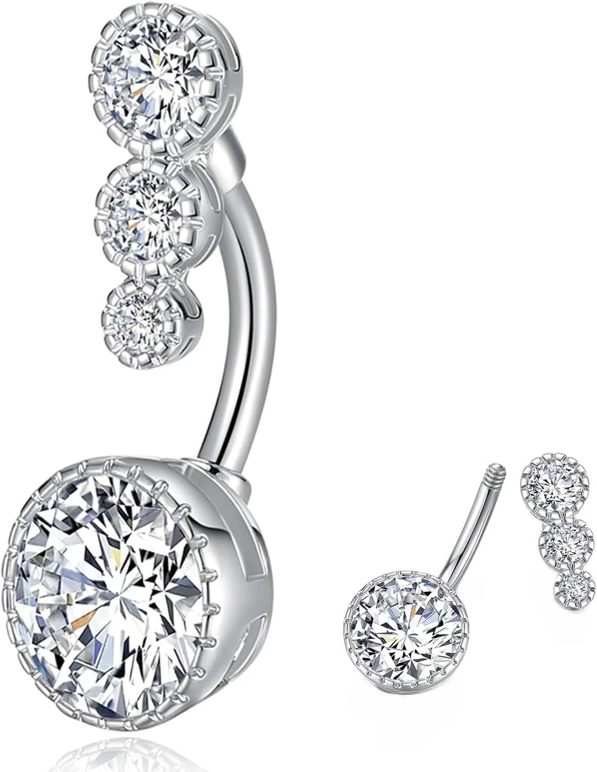 G23 Titanium 14G CZ Belly Button Rings for Women Cubic Zirconia Belly Ring Navel Ring Barbell Piercing Jewelry 14 Gauge 8mm 10mm 12mm 14mm