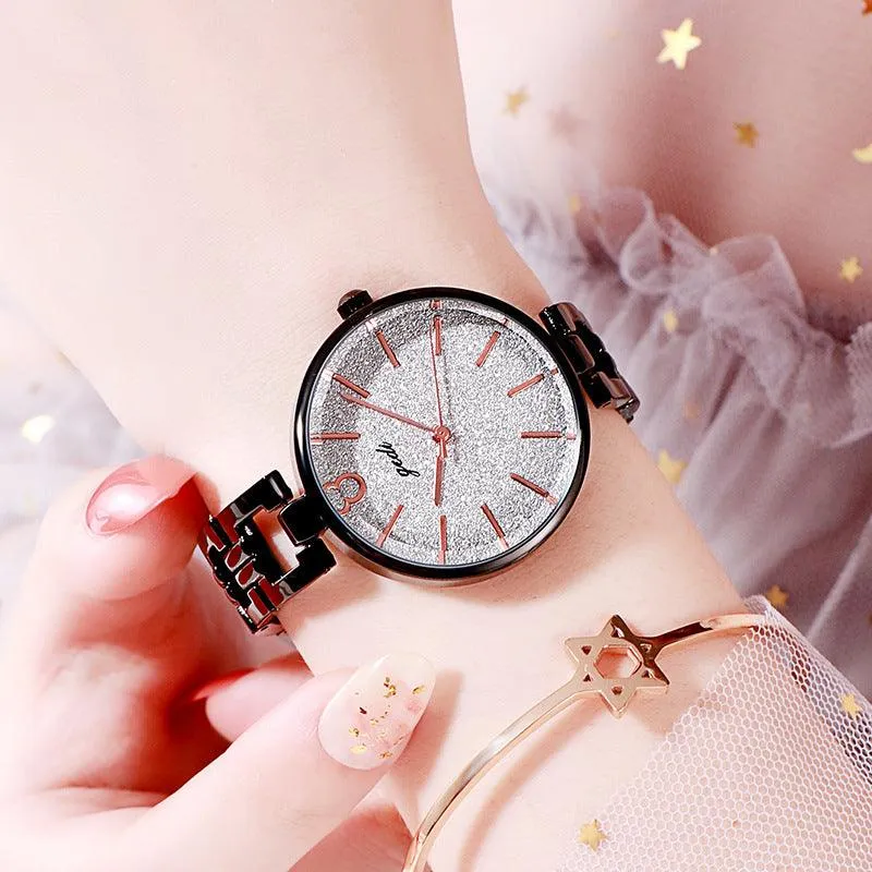 GEDI New Starry Fashion Women's Watch Student Trendy Steel Belt Watch Internet Celebrity Same Simple Ins Style Women's Watch