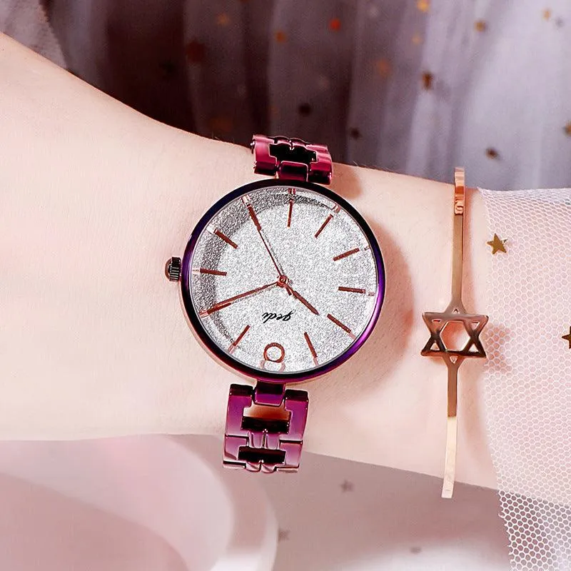 GEDI New Starry Fashion Women's Watch Student Trendy Steel Belt Watch Internet Celebrity Same Simple Ins Style Women's Watch