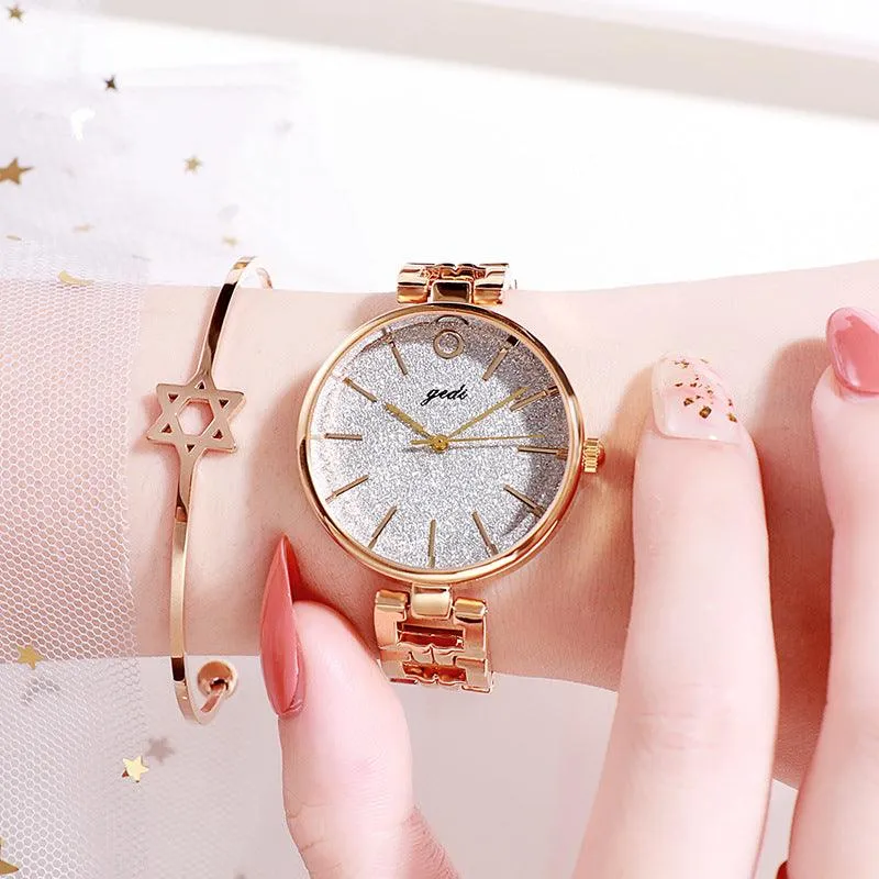 GEDI New Starry Fashion Women's Watch Student Trendy Steel Belt Watch Internet Celebrity Same Simple Ins Style Women's Watch