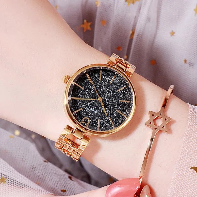 GEDI New Starry Fashion Women's Watch Student Trendy Steel Belt Watch Internet Celebrity Same Simple Ins Style Women's Watch