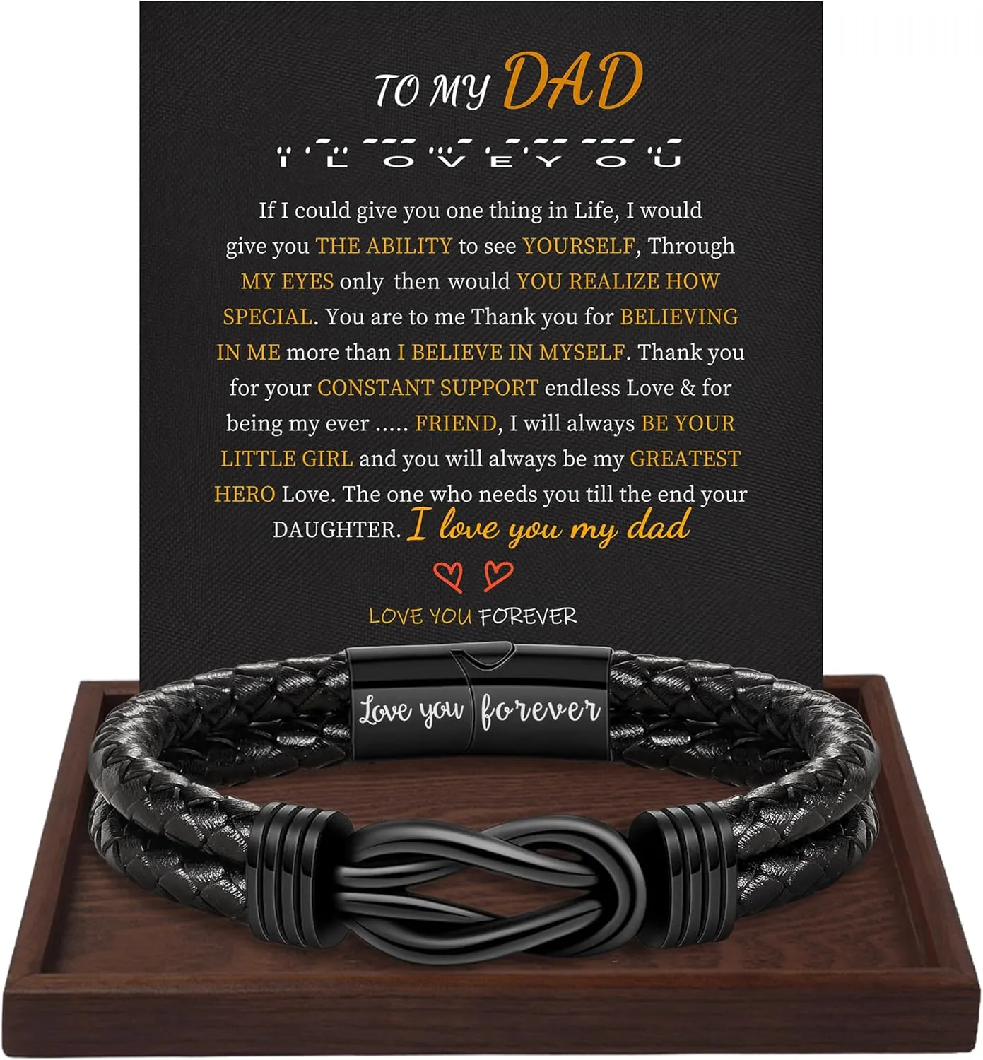 Gifts for Men Leather Bracelet Brown Braided Forever I Love You Gifts for Him Infinity Cuff Bracelets Birthday Gifts for Boyfriend Son Grandson Husband Dad Mens Fathers Day Gift