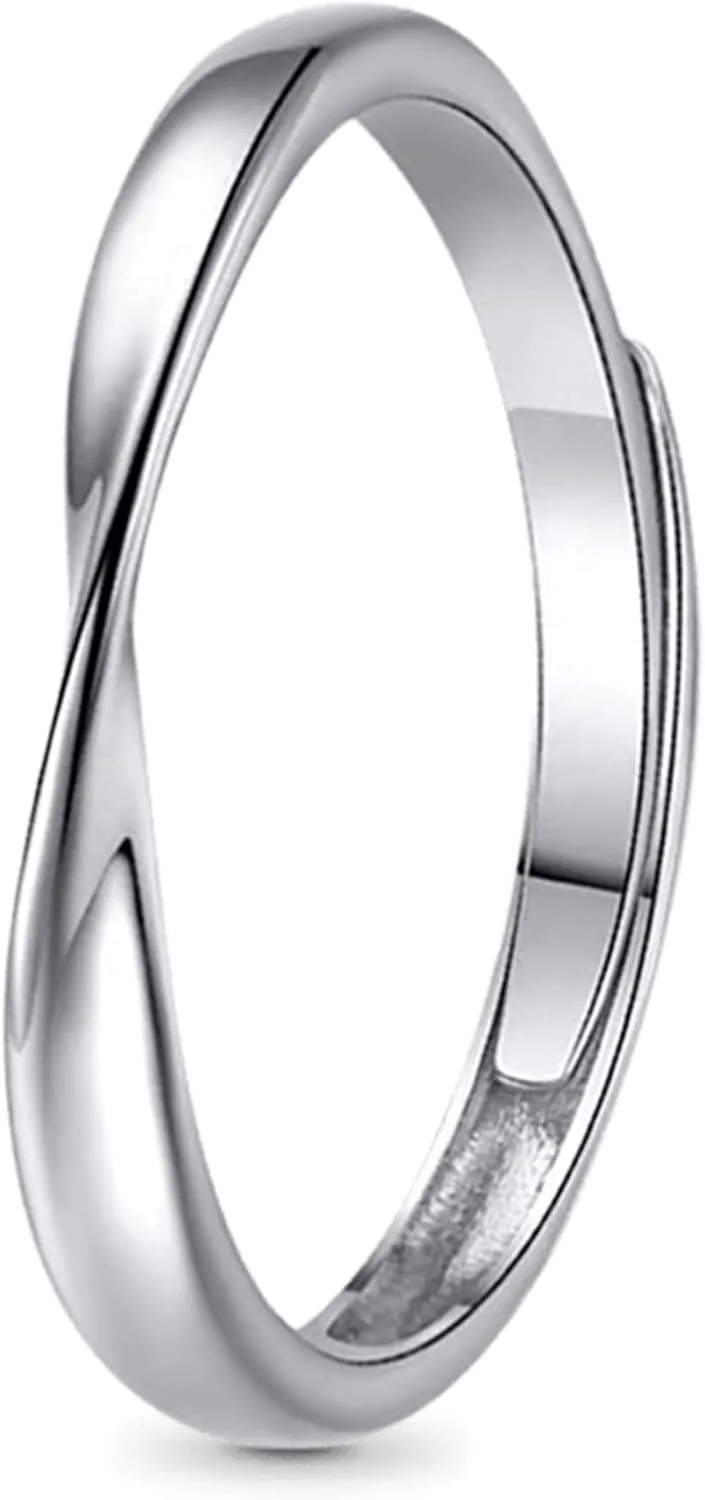 Gnoce Matching Rings for Couples Wedding Rings Adjustable 925 Sterling Silver Matching Wedding Bands Ring Sets for Women Men Valentines Day Love Gift Promise Anniversary Rings with Gift Box, Adjustable, Set of 2
